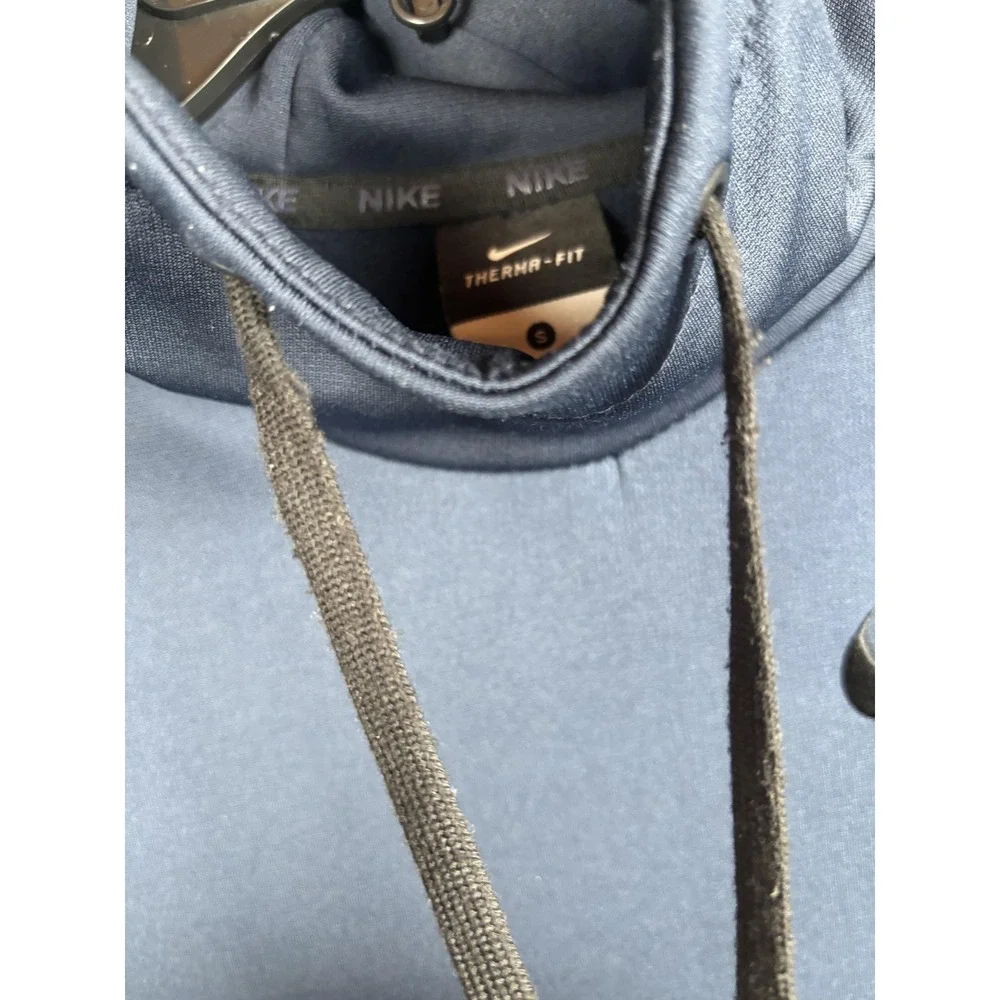 Nike Hoodie Mens Small Blue Therma-FIT Pullover Kangaroo Pocket Swoosh Athletic